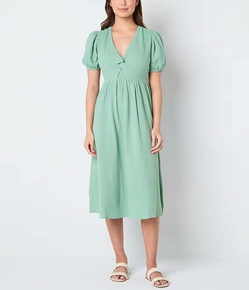 Frye and Co Womens Size XL Aquifer Green Short Sleeve Fit + Flare Midi Dress NWT